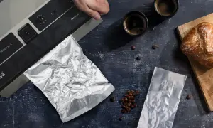 Kaffee-Liebhaber fragen sich: Kann man gemahlenen Kaffee einfrieren? Hier wird er vakuumverpackt, um ihn frisch zu halten.