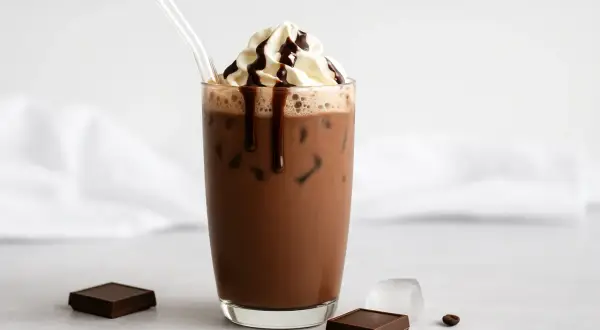 Eisgekühlter Schokoladen-Kaffee mit Sahne und Schokoladensauce. Ein perfektes Rezept für einen erfrischenden Mocha.