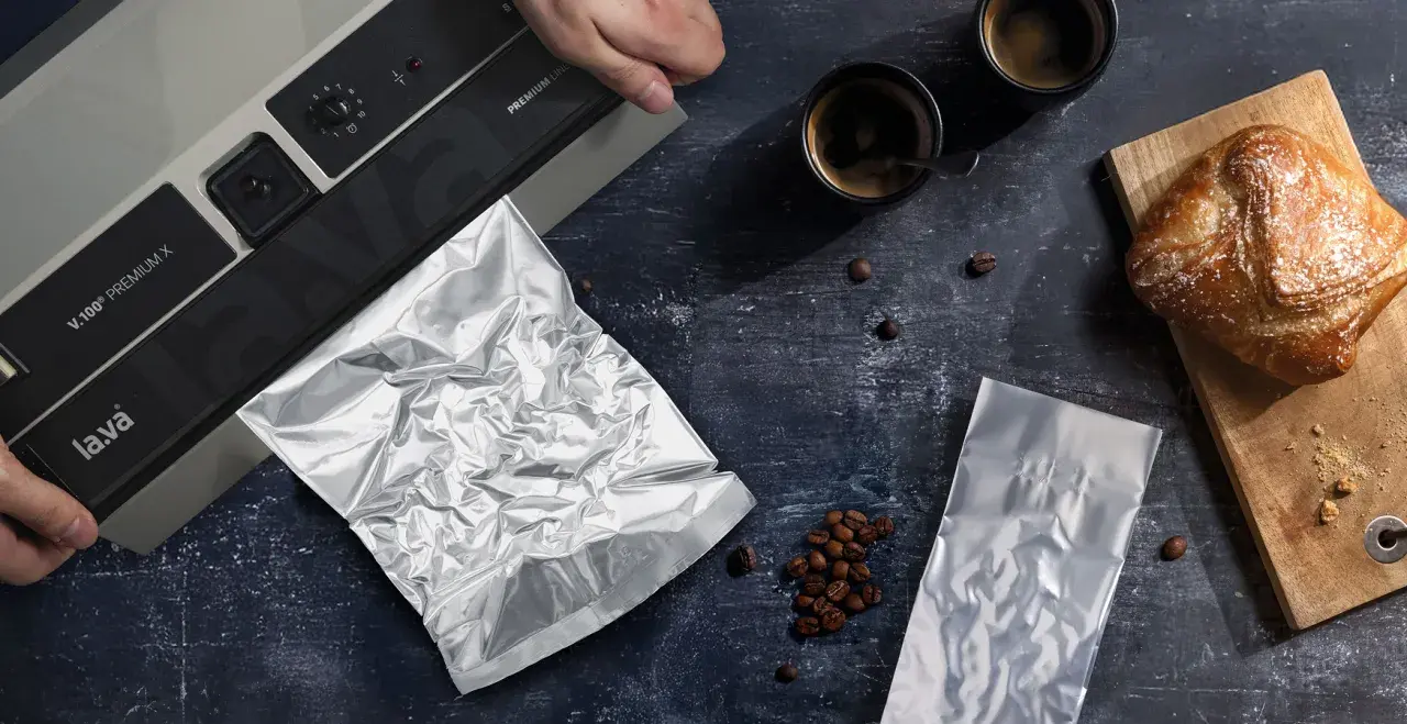 Kaffee-Liebhaber fragen sich: Kann man gemahlenen Kaffee einfrieren? Hier wird er vakuumverpackt, um ihn frisch zu halten.