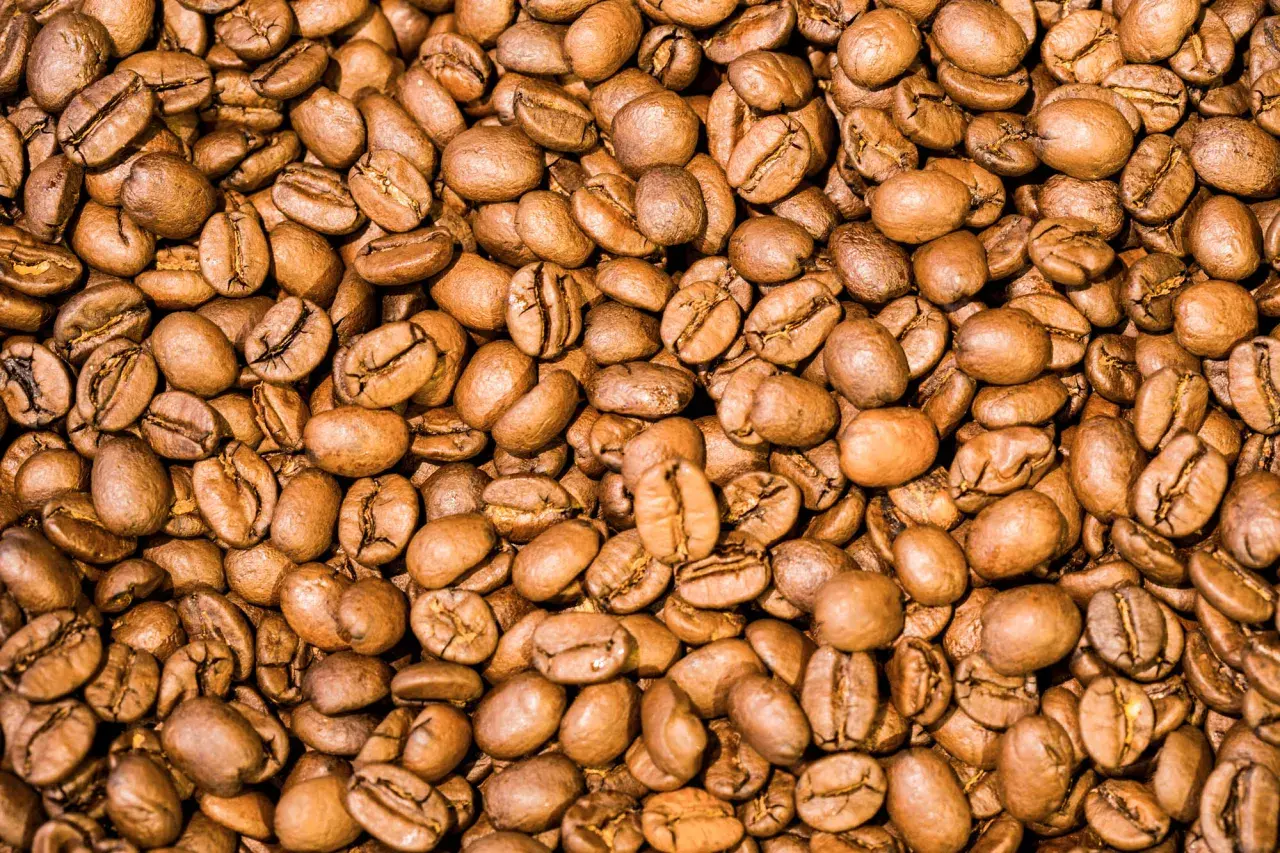 Geröstete Kaffeebohnen. Perfekt für den Morgenkaffee. So bestellt man Kaffee auf Deutsch: "Einen Kaffee, bitte.