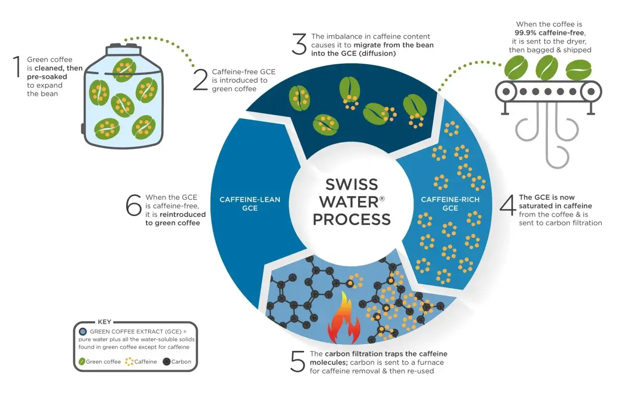 Der Swiss Water® Prozess erklärt, wie entkoffeinierter Kaffee gesund und rein hergestellt wird.